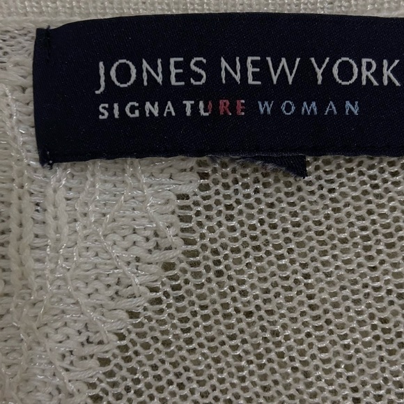 Jones New York off white sheer open front cardigan floral design cotton large - Picture 8 of 9